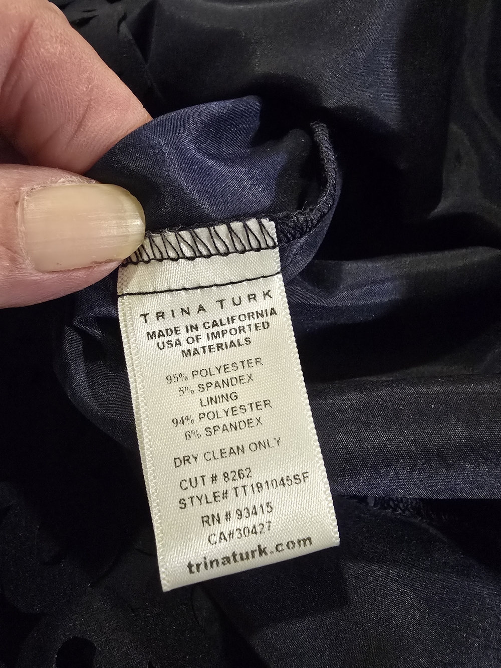 Trina Turk Navy Laser-Cut Asymmetrical Dress Size 6 - Picture 7 of 12